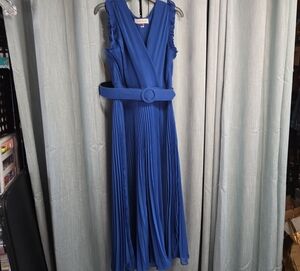 Taylor Royal Blue Pleated Midi Dress